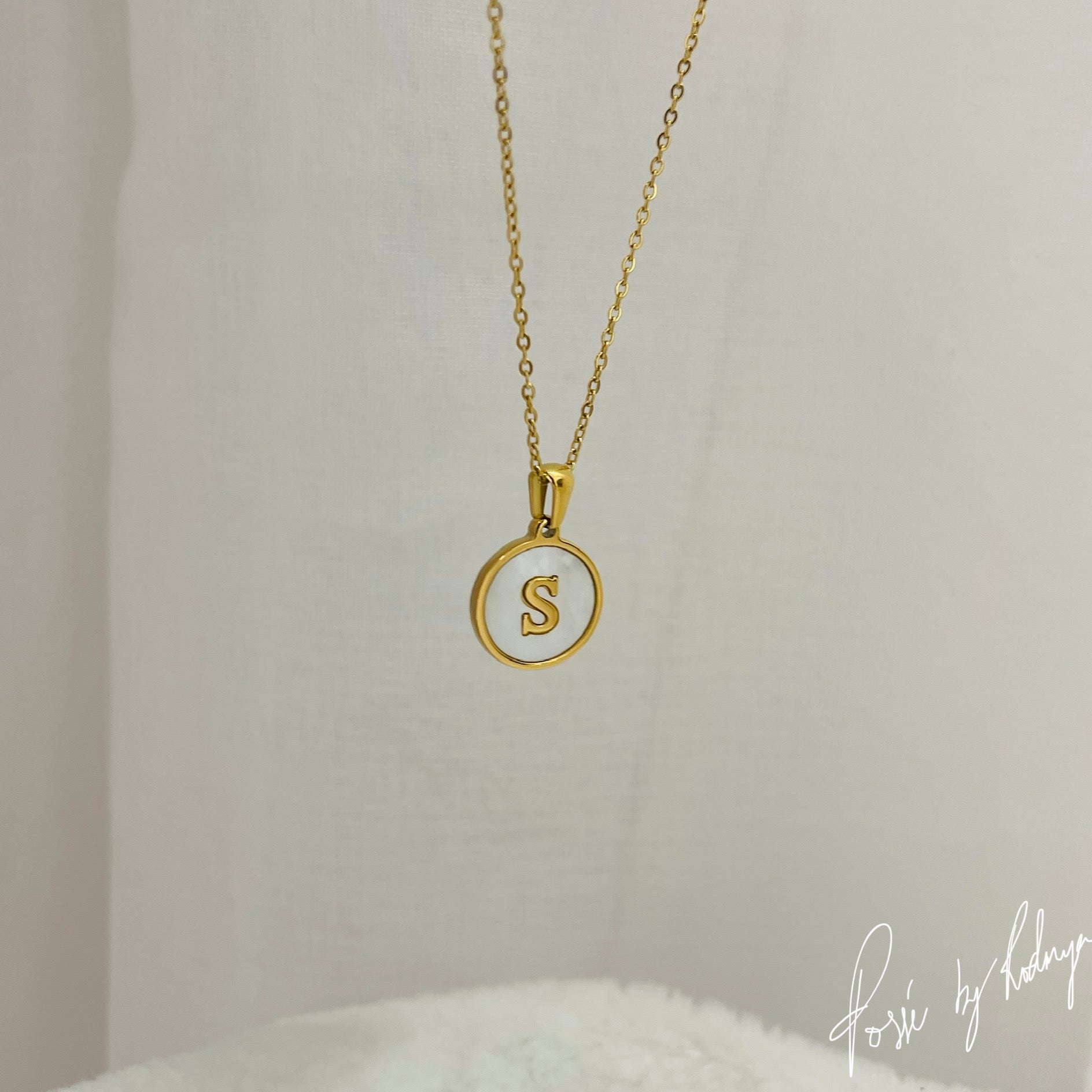 White REFLECTIVE INITIAL Necklace